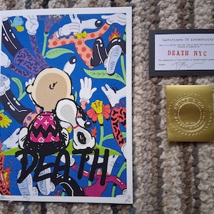 DEATH NYC Hand Signed Street Art Print Framed Large 16x20 in