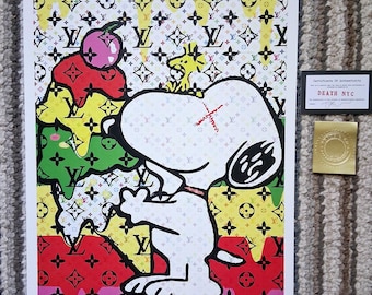 DEATH NYC Hand Signed Street Art Print Framed Large 16x20 in With