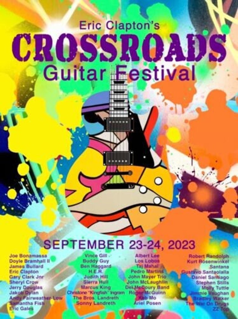 2023 Eric Clapton's Crossroads Guitar Festival Original Concert Poster