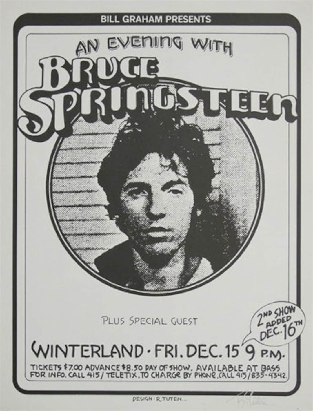 Bruce Springsteen Winterland Original Concert Poster Dec. 1978