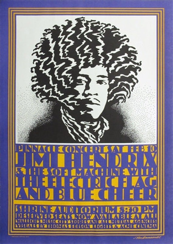 fax enfermo freír 1968 Jimi Hendrix Póster original del concierto Pinnacle - Etsy España