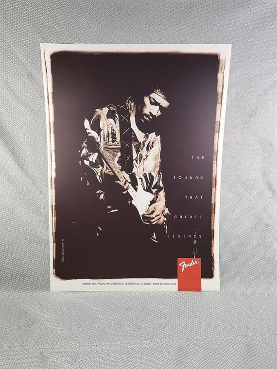 Jimi Hendrix 1998 Fender Guitars Original Promo Poster, Not