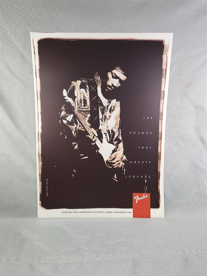 Jimi Hendrix 1998 Fender Guitars Original Promo Poster, Not