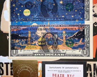 DEATH NYC Hand Signed Street Art Print Large Framed 16x20in With