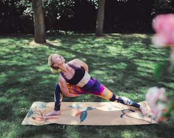 Birds Cork Yoga Mat: Eco-Friendly, Non-Slip, Hand Illustrated