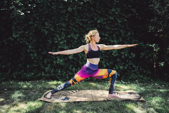 Lion, Hand-sketched, Unique, Eco Yoga Leggings. Eco-friendly Yoga Pants.  Breathable, Organic Yoga Wear, High Waist 