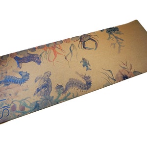 Under The Sea, Cork Yoga Mat, Pilates Mat, Thick Yoga Mat, Non Slip, Non-Toxic, Eco-Friendly, Hand Illustrated, Unique