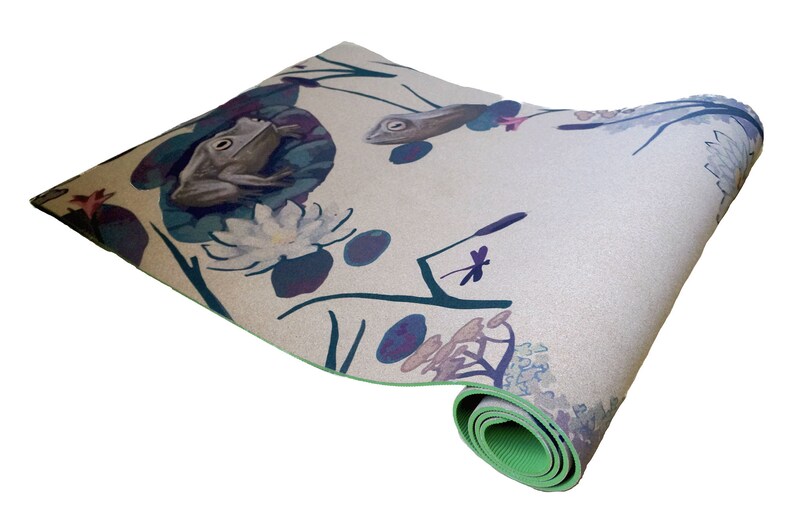 Frogs, Cork Yoga Mat, Pilates, Thick Mat, Hand Illustrated, Sustainable