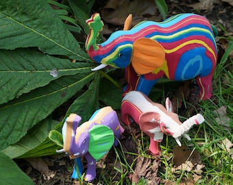 Upcycled Animal Sculpture, Elephant made from Recycled Flip Flops, Animal Lover Gift, Colourful Art