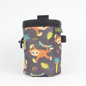 MONKEYS Chalk Bag with soft fleece lining, Rock Climbing Chalk Bag, Vegan, Kreide Beutel, Sac de Craie