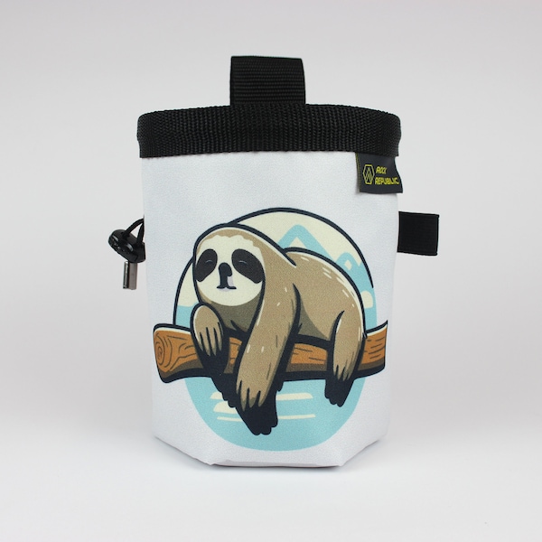 Recycled LAZY SLOTH Chalk Bag with soft fleece lining, Rock Climbing Chalk Bag, Vegan, Kreide Beutel, Sac de Craie