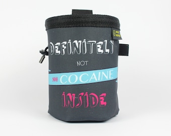 NOT COCAINE Chalk Bag Softshell, with soft fleece lining, Rock Climbing Chalk Bag, Vegan Chalk Bag, Kreide Beutel, Sac de Craie