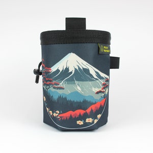Recycled JAPANESE MOUNTAIN Chalk Bag with soft fleece lining, Rock Climbing Chalk Bag, Vegan, Kreide Beutel, Sac de Craie zdjęcie 1