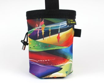 Recycled ABSTRACT MOUNTAINS Chalk Bag with soft fleece lining, Rock Climbing Chalk Bag, Vegan, Kreide Beutel, Sac de Craie