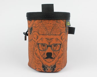 MR BEAR SOFTSHELL Chalk Bag with soft fleece lining, Indoor Outdoor Climbing Chalk Bag, Vegan Chalk Bag, Kreidetasche, Sac de Craie