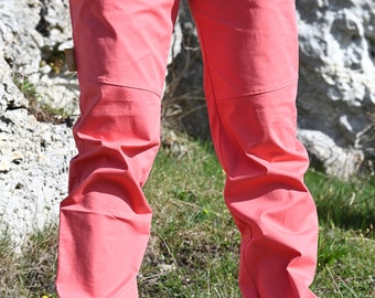 Cotton trousers - ROCKY.T - RASPBERRY - Medium Size - Climbing, hiking, outdoor, high waist trousers