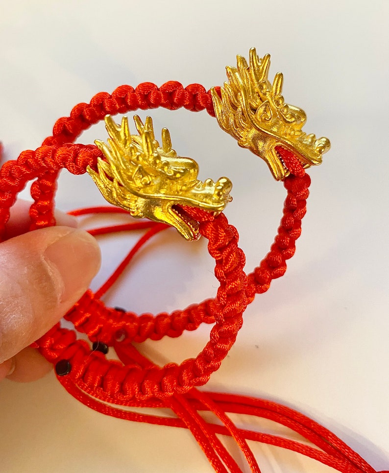 Dragon Bracelet/ Dragon/ Gold Dragon /lucky Bracelet/ Red Etsy