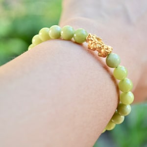 SALE Pixiu 24K Pure Gold Bracelet /Natural Jade/lucky bracelet/solid gold