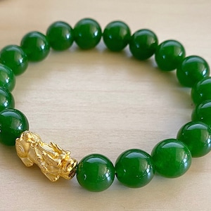Pixiu 24k Solid Gold Pixiu Bracelet/ jade bracelet/lucky  bracelet