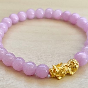 24 karat pure gold / Pixiu Solid 24karat gold / Natural Jade / Jade  Bracelet / Lucky bracelet / feng shui / pixiu bracelet