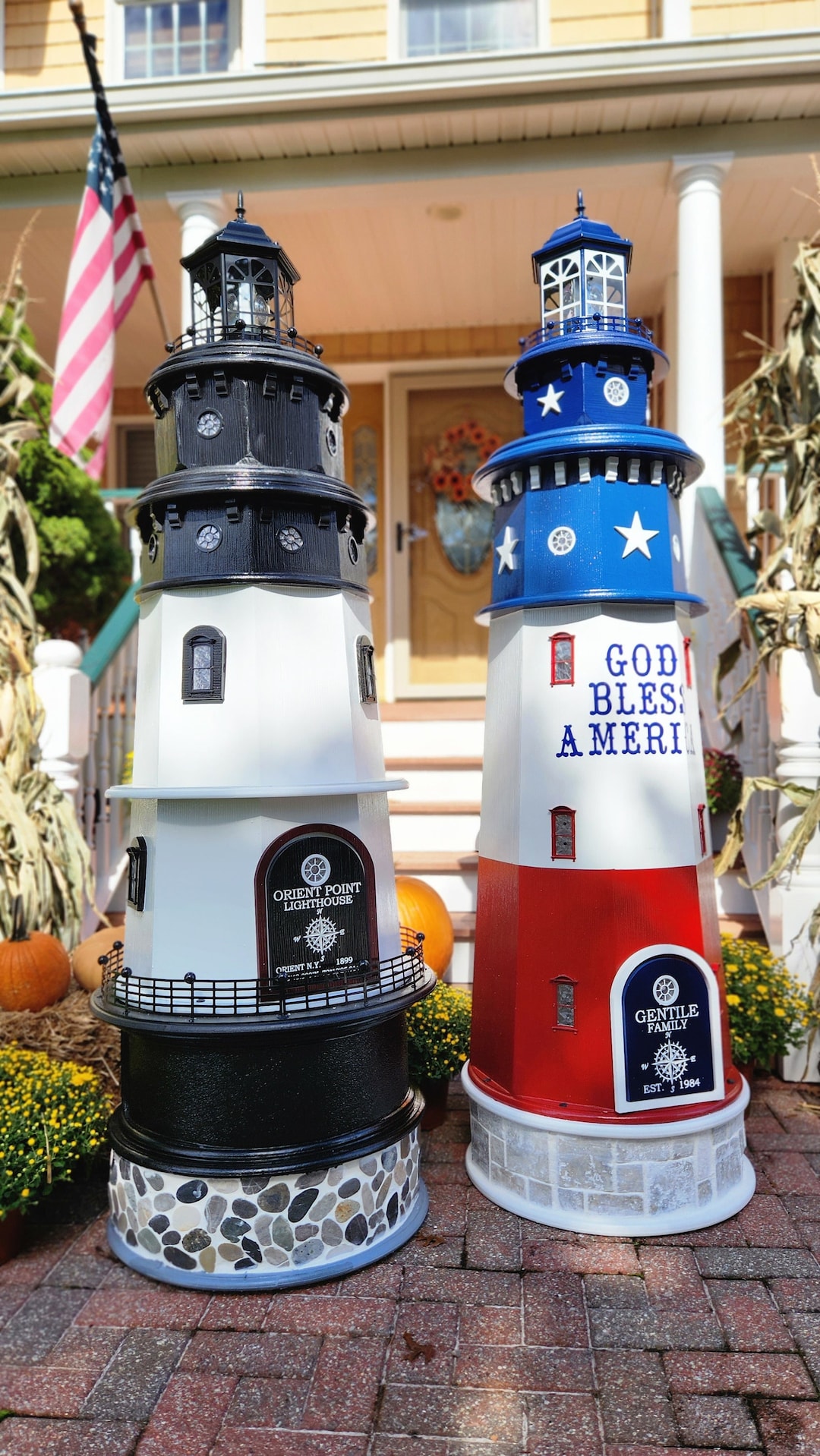 Custom Made Lighthouses . Remote Color Changing Electric or Solar/ Both
