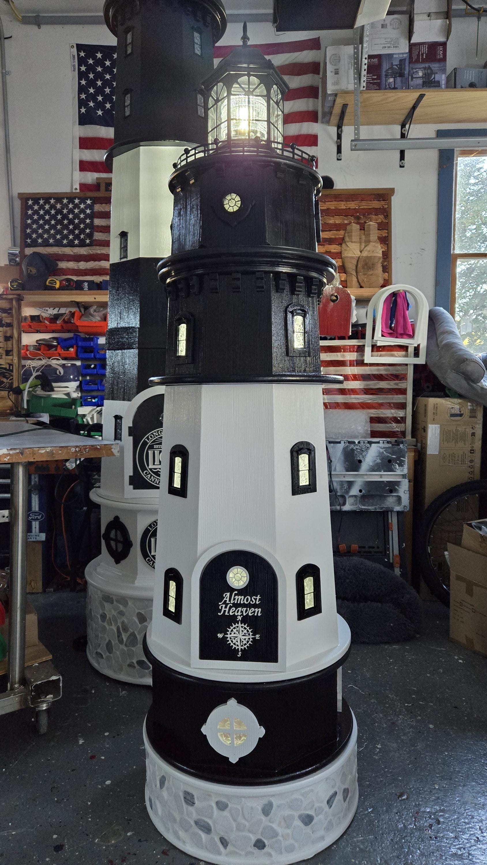 Custom Built PVC Lighthouse, Solar or Electric, Stone Base - Etsy