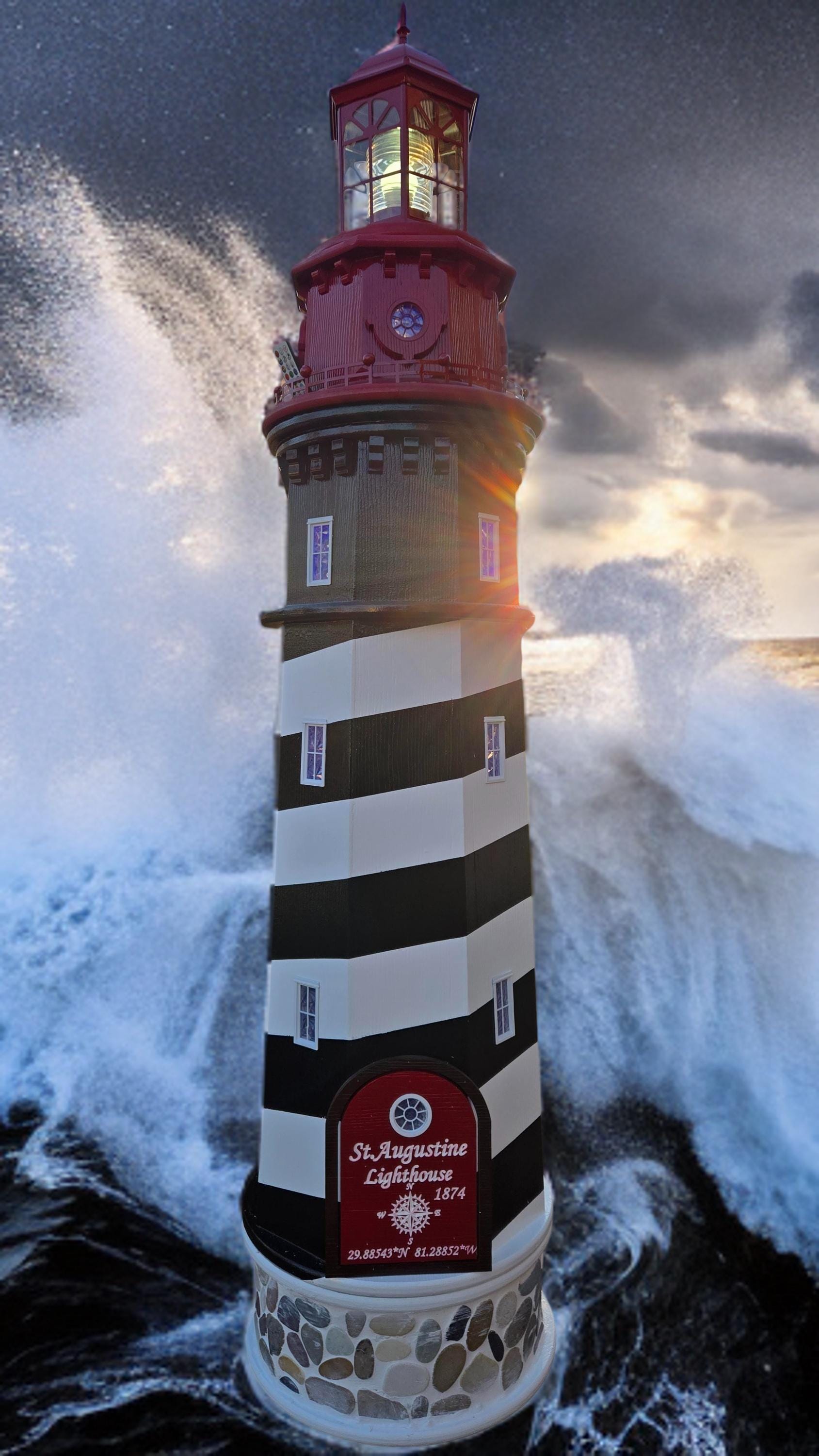 Solar-Powered 360° Rotating Garden Lighthouse LED Lamp – Black, ABS & Iron, 8.25” Tall, Auto-On At Night, Outdoor Decorative Light For Yard, Patio, Pathway
