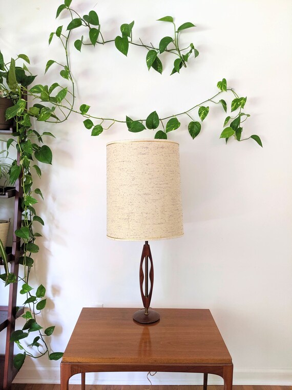 mid century teak lamp