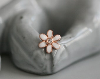 14k rose gold flower stud earrings - cartilage earring gold - 18G - gift for her