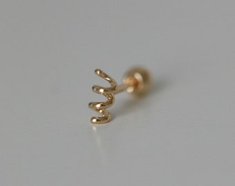 14k tiny stud earrings - spiral cartilage earring gold - minimalist gold earrings gold - cartilage earrings stud