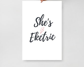 Oasis Music Poster - She's Electric - Music Wall Art, music print, music
