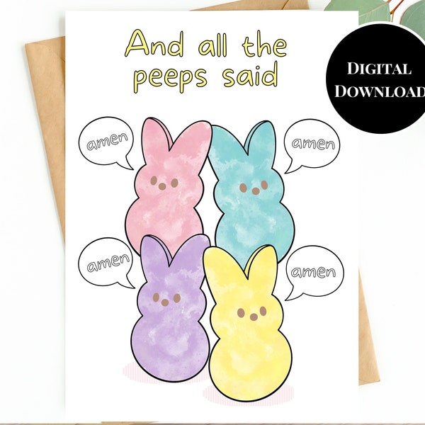 And All the Peeps Said Amen | Peeps Easter Card - Peeps Candy - Funny Easter Card - 5x7 [DIGITAL DOWNLOAD]