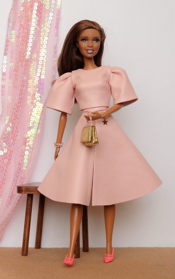 Barbie Doll Clothes Pale Pink Leather ...