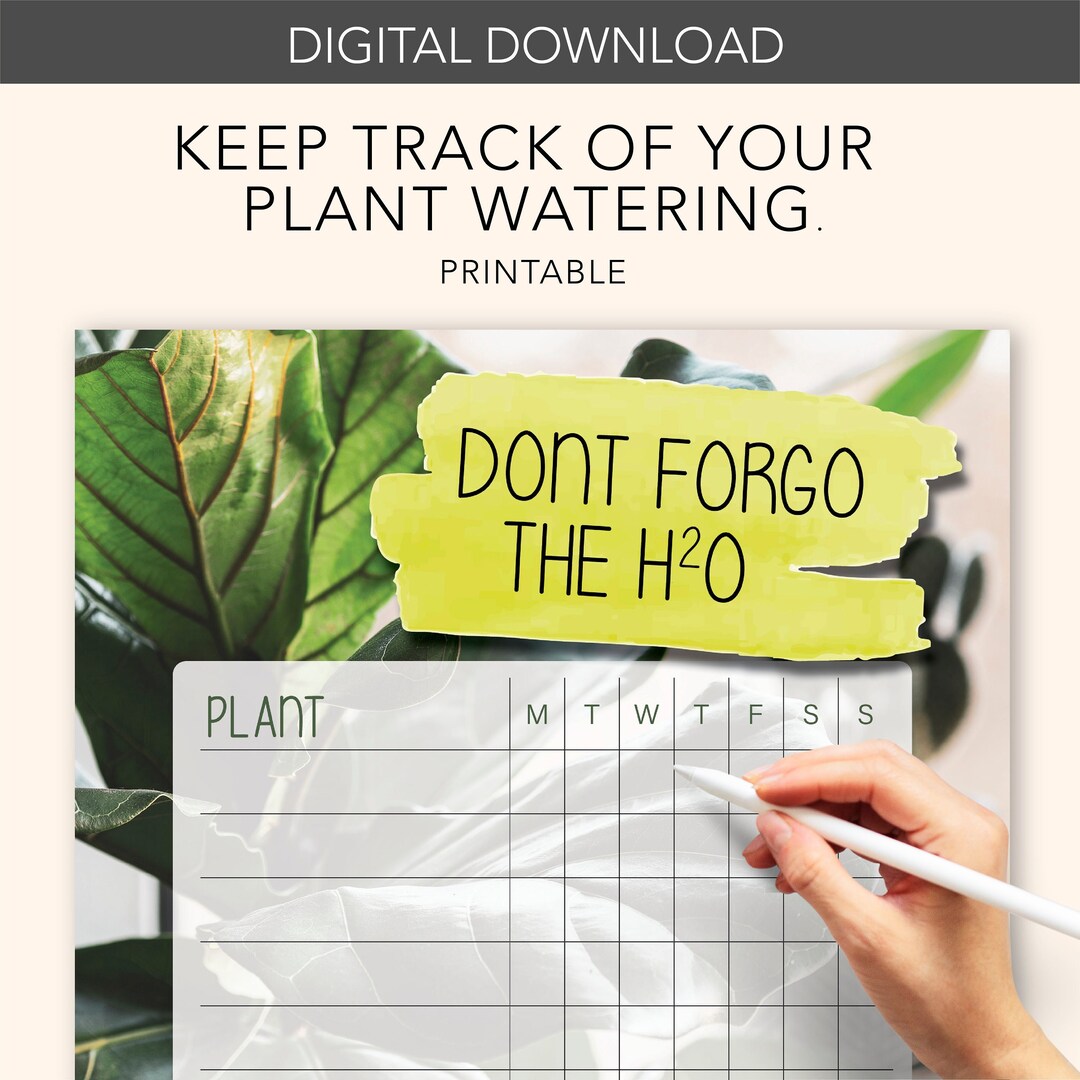 PLANT WATERING CHART, Weekly Planner, Editable .pdf, Printable, A4