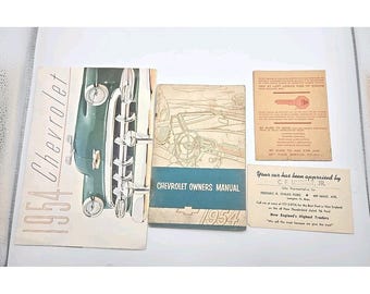 1954 Corvette Bedienungsanleitung + Broschüre Vintage Chevy Ephemera Lot