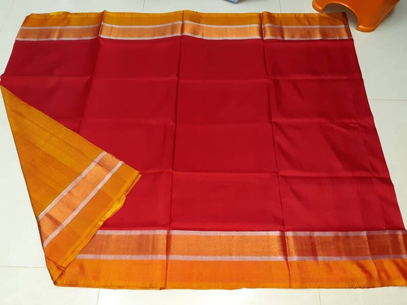 Uppada red pure silk saree with special zari border,handwoven uppada jamdani saree,Red with yellow uppada saree,uppada saree with blouse