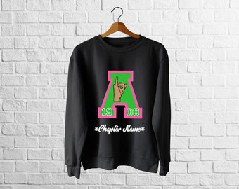 Long sleeve/crewneck) Alpha Kappa Alpha letterman T-shirt - AKA