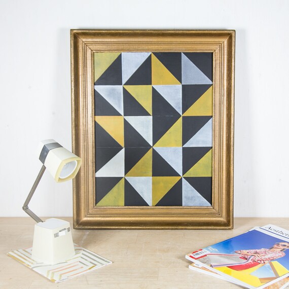 French Abstract Geometric Painting by Emile Buzon in early Etsy