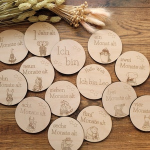 Set personalisierte Holz Meilensteinkarten I Motiv: Babytiere