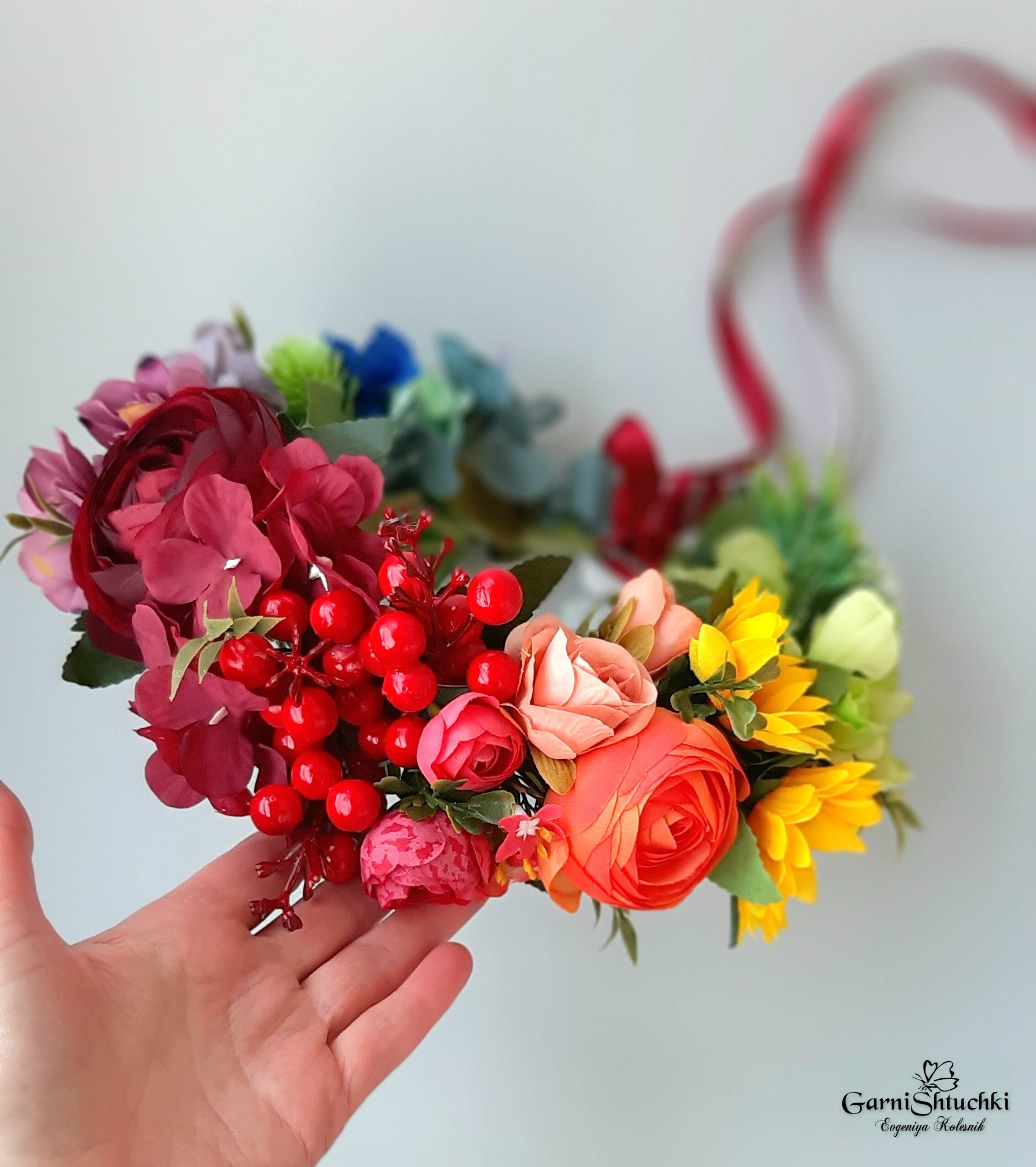 Rainbow flower crown Festival headpiece Etsy