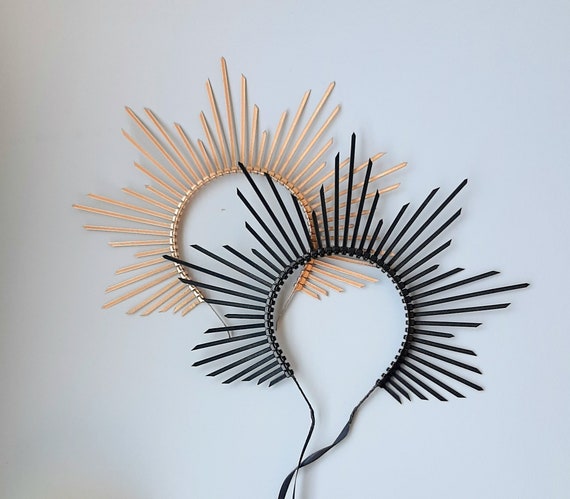 Gold Christmas Halo crown Sunburst halo crown Black holiday crown