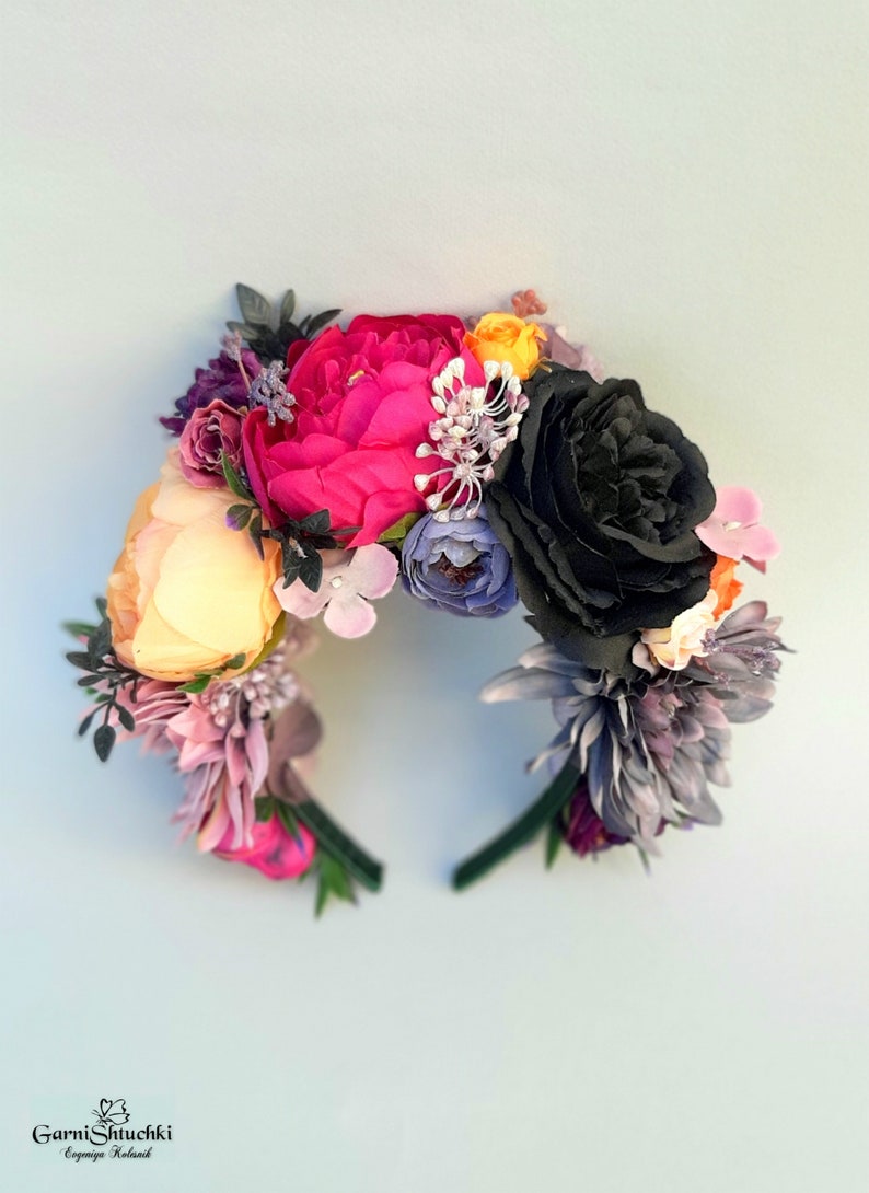 Mexican Flower Crown Day of the Dead Headpiece Large Floral Etsy