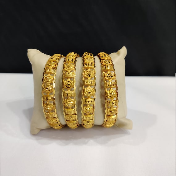 Buy 8 Bangles Set New Model Imitation Thin Gold Bangles Valayal Design for  Wedding