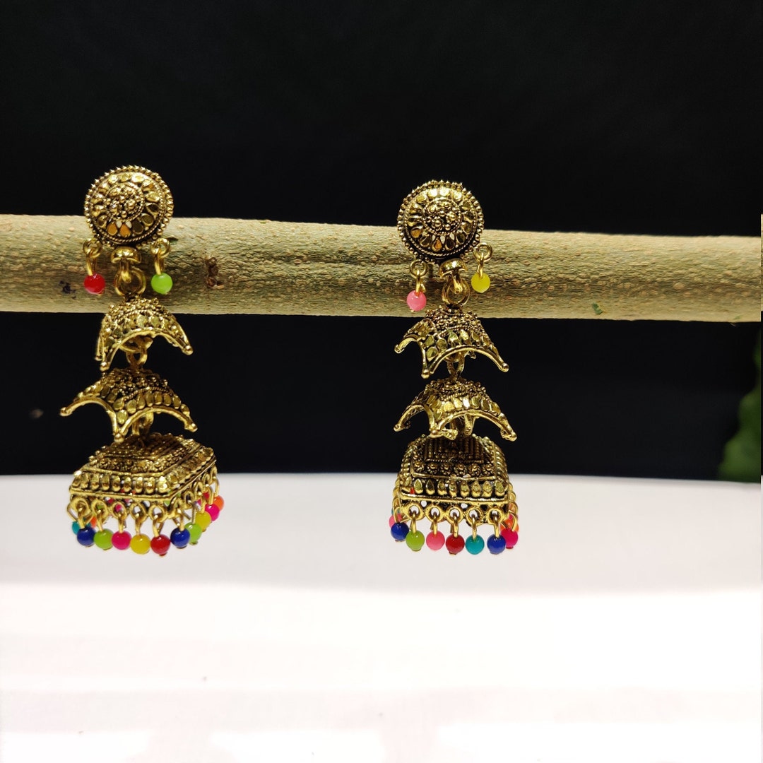 Indischer Schmuck Set Mit Jhumka Ohrringen - Traditionelles Design Für Festliche Anlässe