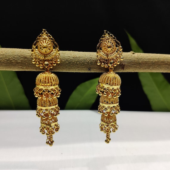 Gold Earrings | Gold earrings designs, Gold bridal earrings, Gold jewelry  outfits