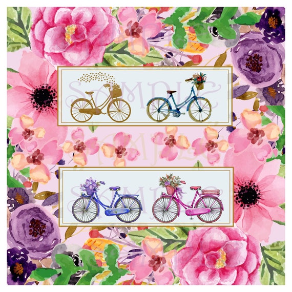 4 bicicletas de estilo vintage con fondo de flores de colores - Etsy México 4 bicicletas de estilo vintage con fondo de flores de colores - Etsy México