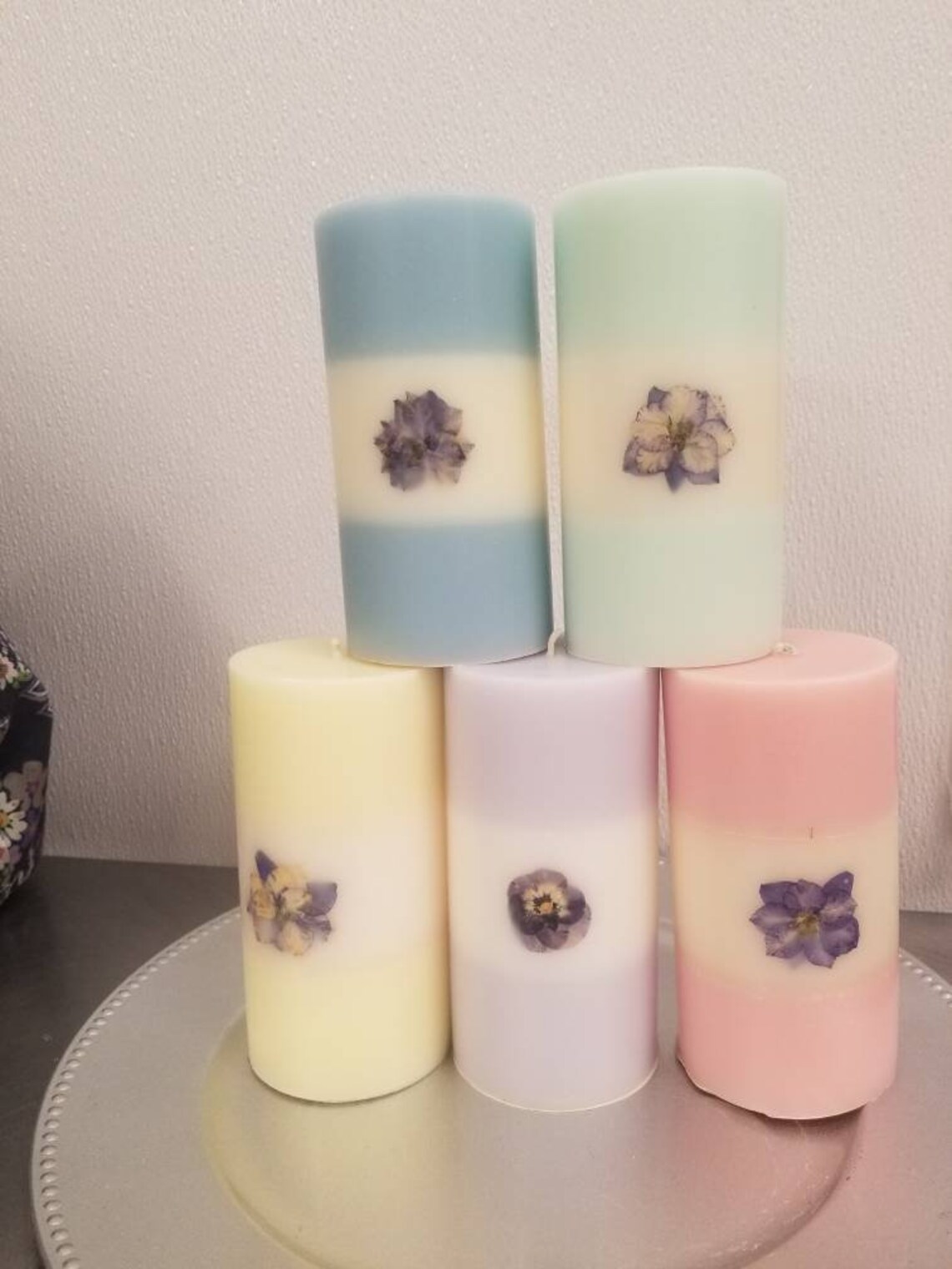 Scented Pillar Candles 3 x 6 Pastels with Embedded Etsy