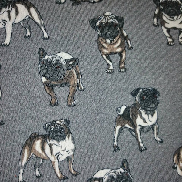 Baumwolljersey, Mops, Bulldogge Meterware