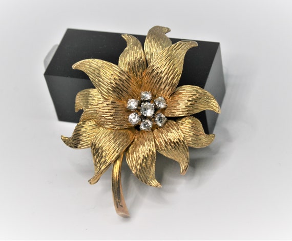 Broche Plaque Or En Forme De Rose - Accessoire Doré Vintage Pour Sac Ou Manteau
