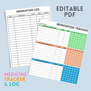 Medication Tracker, Medication Chart & Medication Log for Nurses, Caregivers, or Pet Owners